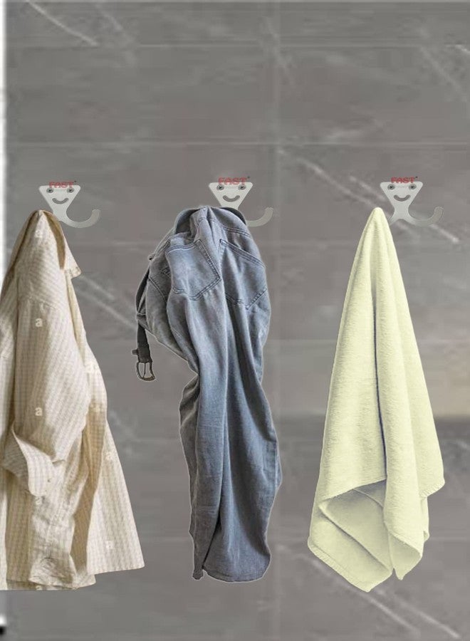 فاست خطافات مناشف وملابس من الفولاذ المقاوم للصدأ على شكل ابتسامة من FAST CH08، حامل تعليق للأبواب والجدران، 4 قطع (فولاذ) - Image 4